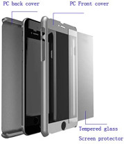 Твърд калъф лице и гръб 360 градуса със стъклен протектор FULL Body Cover за Apple iPhone 6 Plus 5.5 / Apple iPhone 6s Plus 5.5 черен 